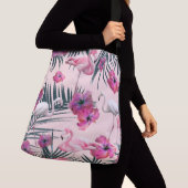 Flamingo Hibiscus Oerwoud Siesta #2 #tropical Crossbody Tas (Dichtbij)