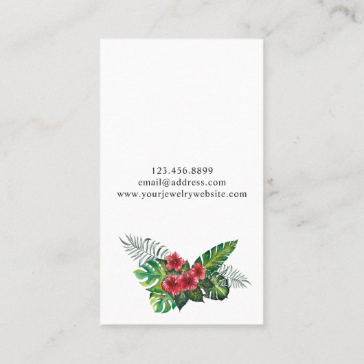 Flamingo Hibiscus Tropische bladeren Oorbel Displa Visitekaartje (Achterkant)