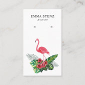 Flamingo Hibiscus Tropische bladeren Oorbel Displa Visitekaartje (Voorkant)
