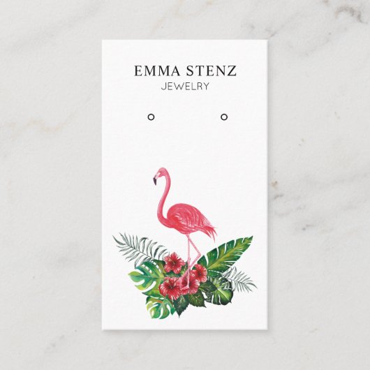 Flamingo Hibiscus Tropische bladeren Oorbel Displa Visitekaartje (Voorkant)