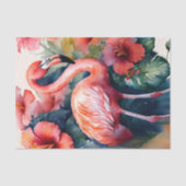 Flamingo Hibiscus Waterverf Tropische kunst Tissuepapier (Voorkant)