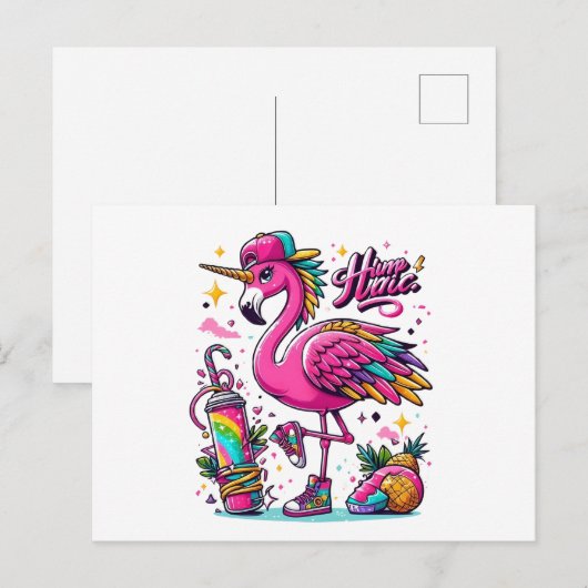 Flamingo hiphop briefkaart (Voorkant / Achterkant)