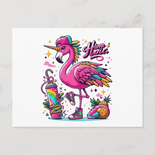 Flamingo hiphop briefkaart (Voorkant)