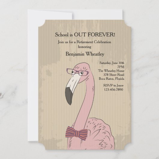 Flamingo Hipster Uitnodiging (Voorkant)