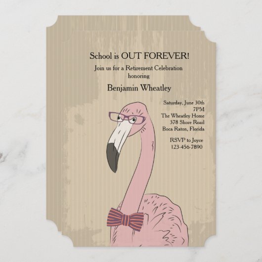 Flamingo Hipster-uitnodiging Kaart (Voorkant / Achterkant)