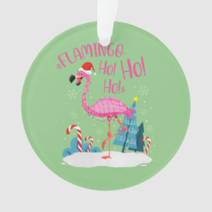Flamingo Ho-Ho-Ho-Kerstroze Flamingo Theme Ornament