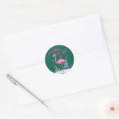 Flamingo Ho-Ho-Ho-Kerstroze Flamingo Theme Ronde Sticker (Envelop)
