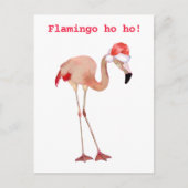 Flamingo ho ho pun waterverf grappig kerstfeest feestdagenkaart (Voorkant)