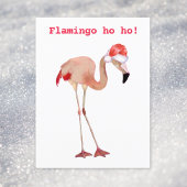 Flamingo ho ho pun waterverf grappig kerstfeest feestdagenkaart