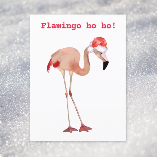 Flamingo ho ho pun waterverf grappig kerstfeest feestdagenkaart