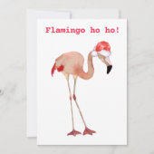 Flamingo ho ho pun waterverf grappige kerstflat feestdagenkaart (Voorkant)
