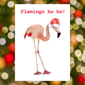 Flamingo ho ho pun waterverf grappige kerstflat feestdagenkaart