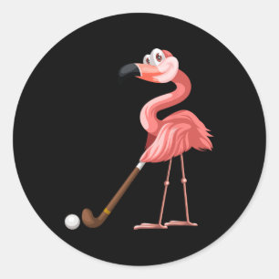 Flamingo Hockey Flamingo die Hockey speelt Ronde Sticker