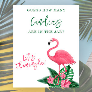 Flamingo - Hoeveel snoepjes zitten er in de pot Poster