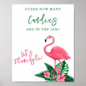 Flamingo - Hoeveel snoepjes zitten er in de pot Poster (Voorkant)