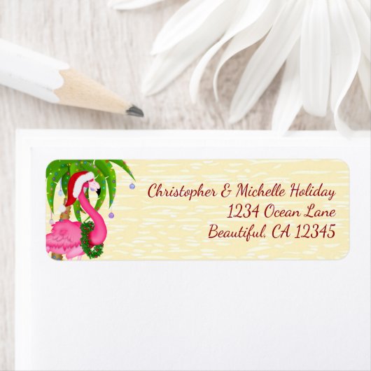 Flamingo Holiday Palm Beach-kerstadres Etiket (Insitu)