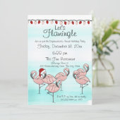 Flamingo Holiday Party Kaart (Staand voorkant)