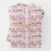 Flamingo Holiday Party Wrapping Paper (In situ)