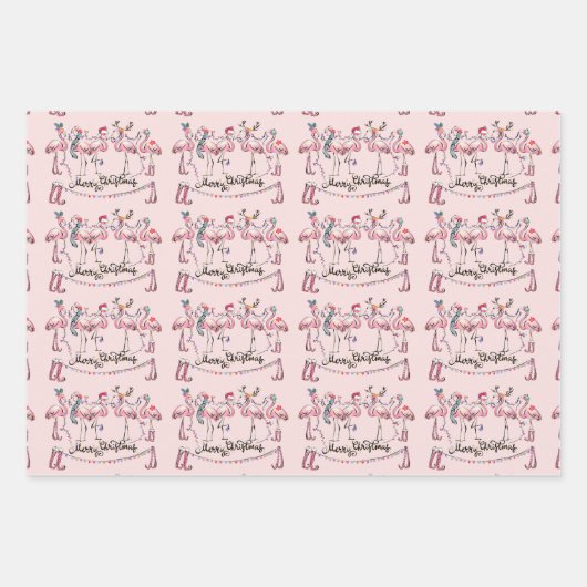 Flamingo Holiday Party Wrapping Paper (Voorkant)