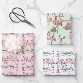 Flamingo Holiday Party Wrapping Paper