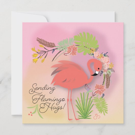 Flamingo Hugs-kaart (Voorkant)