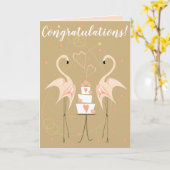 Flamingo Huwelijksgeluk perzik binnen Kaart (Gele Bloem)