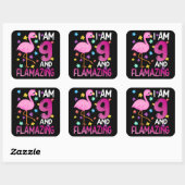 flamingo | I Am 9 Flamazing Amazing 9th Birthday Vierkante Sticker (Vel)