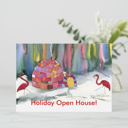 Flamingo Igloo partijuitnodiging Kaart (Staand voorkant)