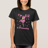 Flamingo Ik ben 12 en Flamazing 12 Jaar Oud Meisje T-shirt (Voorkant)