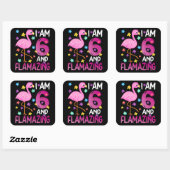 flamingo | Ik ben 6 Flamazing Amazing 6th Verjaard Vierkante Sticker (Vel)