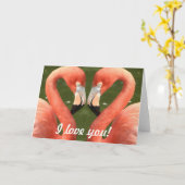 Flamingo - Ik hou van je! Kaart (Gele Bloem)