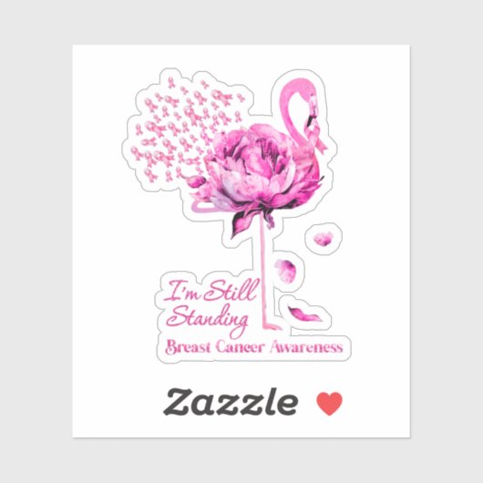 Flamingo Ik sta nog steeds op de borst. Sticker (Vel)