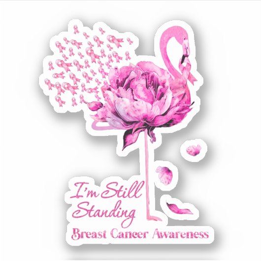 Flamingo Ik sta nog steeds op de borst. Sticker (Voorkant)