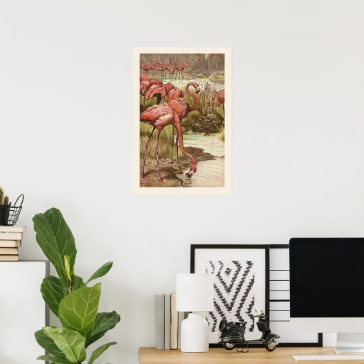  Flamingo Illustratie Print (Thuiskantoor)