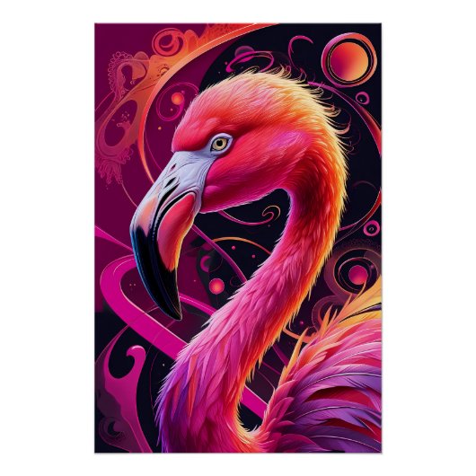 Flamingo Illustration – Fantasie Flamingo Perfect Poster (Voorkant)