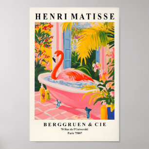 Flamingo in bad Grappig Poster, roze badkamer WA Poster