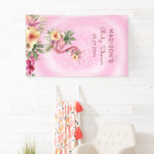 Flamingo in Bloemen Spandoek (Insitu)