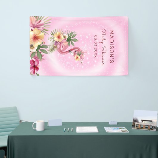Flamingo in Bloemen Spandoek (Beurs)