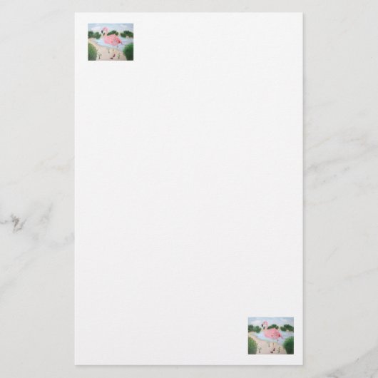 Flamingo in de Marsh Stationery Briefpapier (Voorkant)