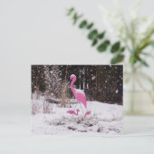 Flamingo in de sneeuw briefkaart (Staand voorkant)