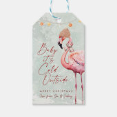 Flamingo in de sneeuw Kerstcadeau labels Cadeaulabel (Voorkant)