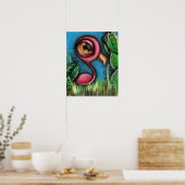 Flamingo in de tuin poster (Keuken)