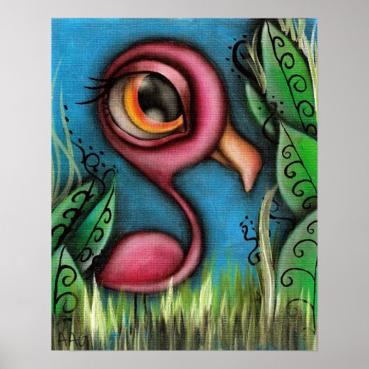 Flamingo in de tuin poster (Voorkant)