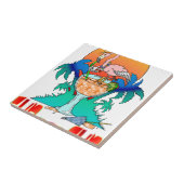 Flamingo in de zon tegeltje (Zijkant)