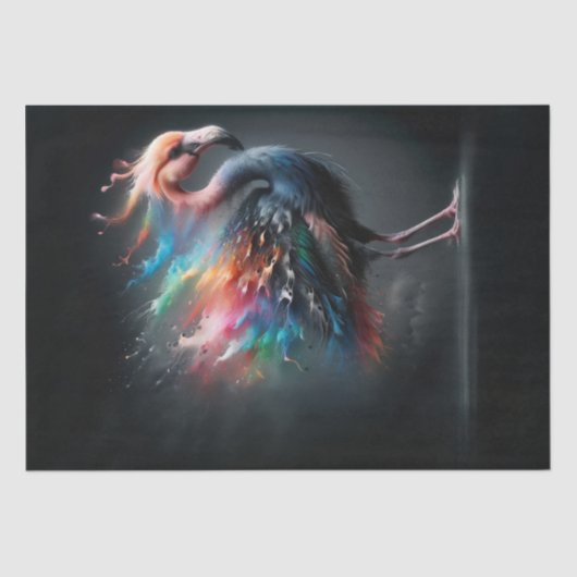 Flamingo in een explosie van kleur tissuepapier (Voorkant)
