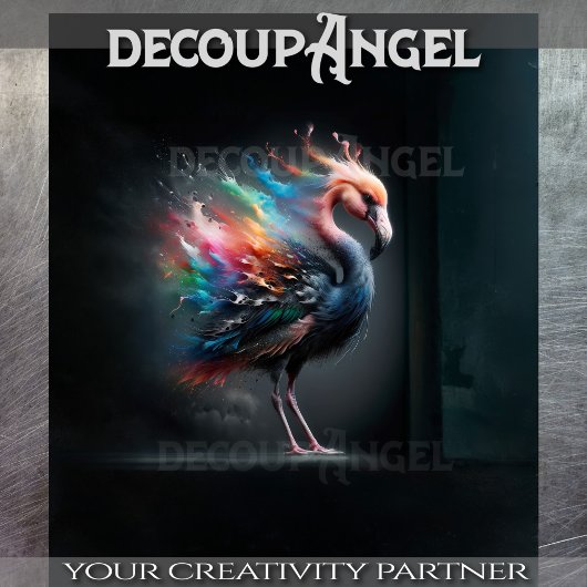 Flamingo in een explosie van kleur tissuepapier