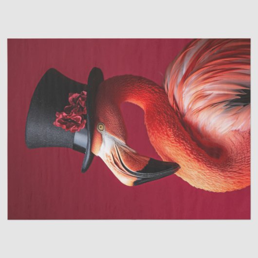 Flamingo in een hoed decoupage tissuepapier (Voorkant)