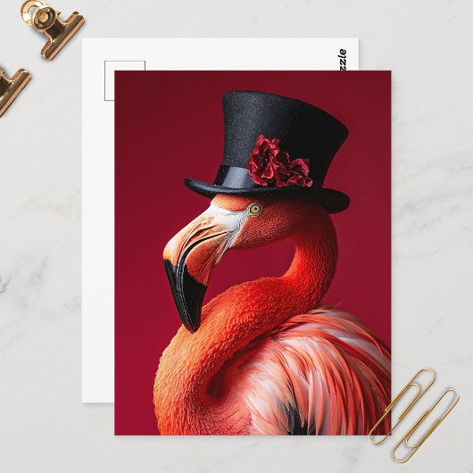 Flamingo in een hoge hoed briefkaart