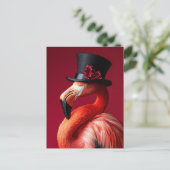 Flamingo in een hoge hoed briefkaart (Staand voorkant)