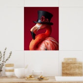Flamingo in een hoge hoed poster (Keuken)